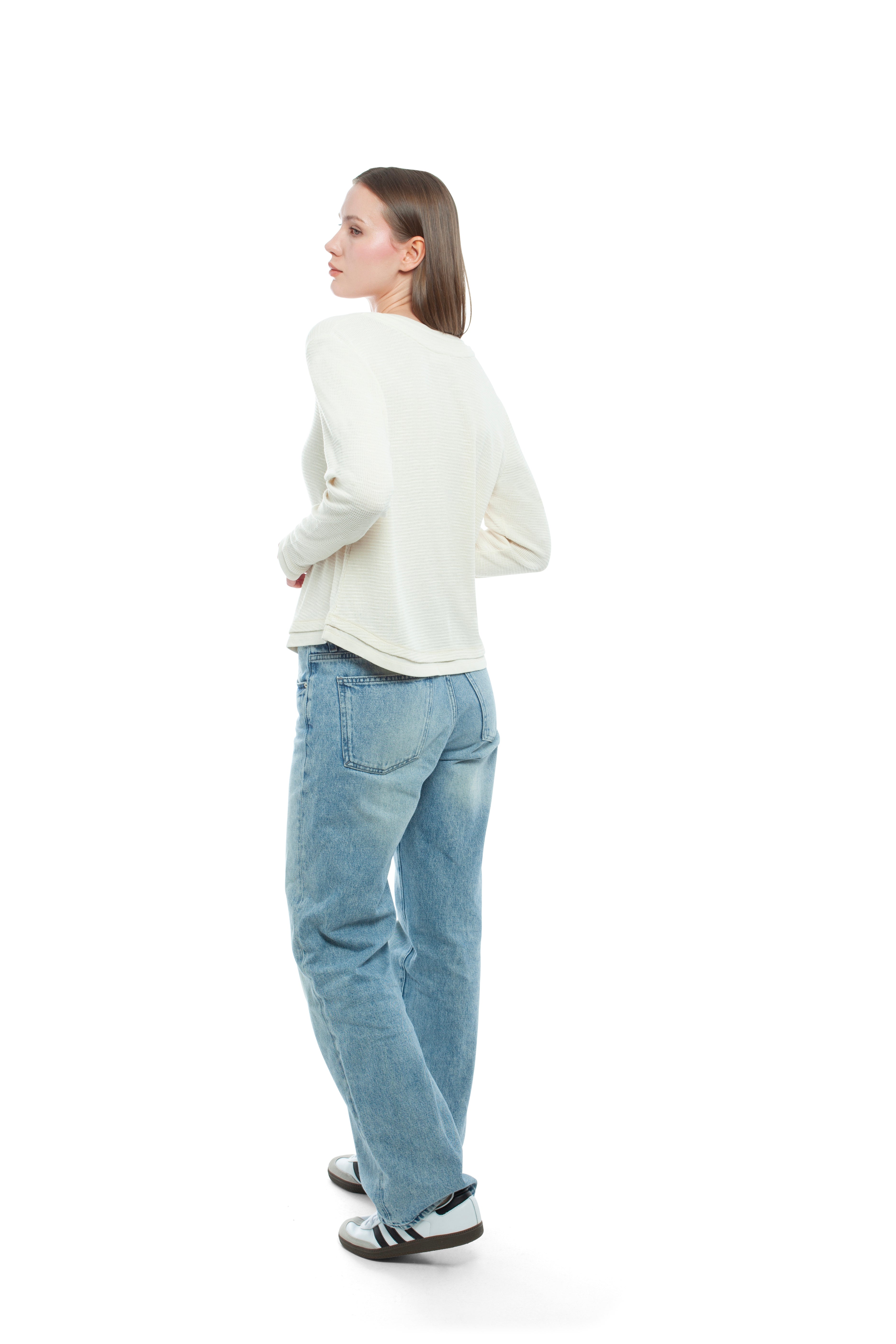 Long Sleeve Henley Mock Tee
