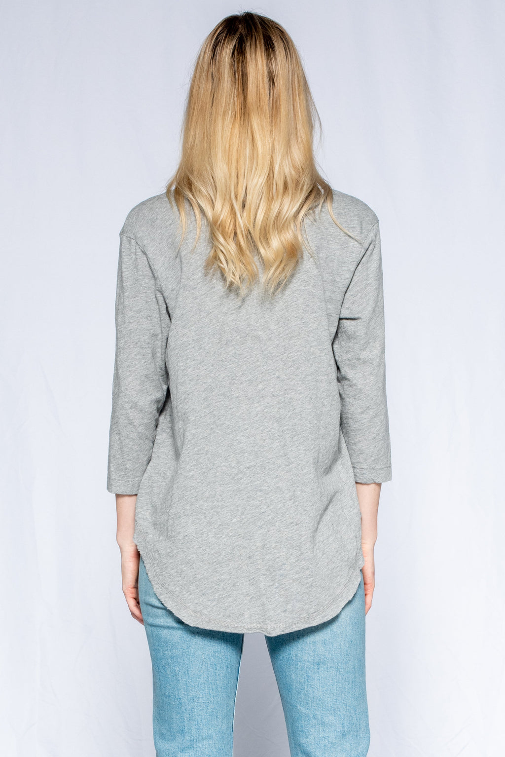 3/4 Sleeve V-Neck Shirttail