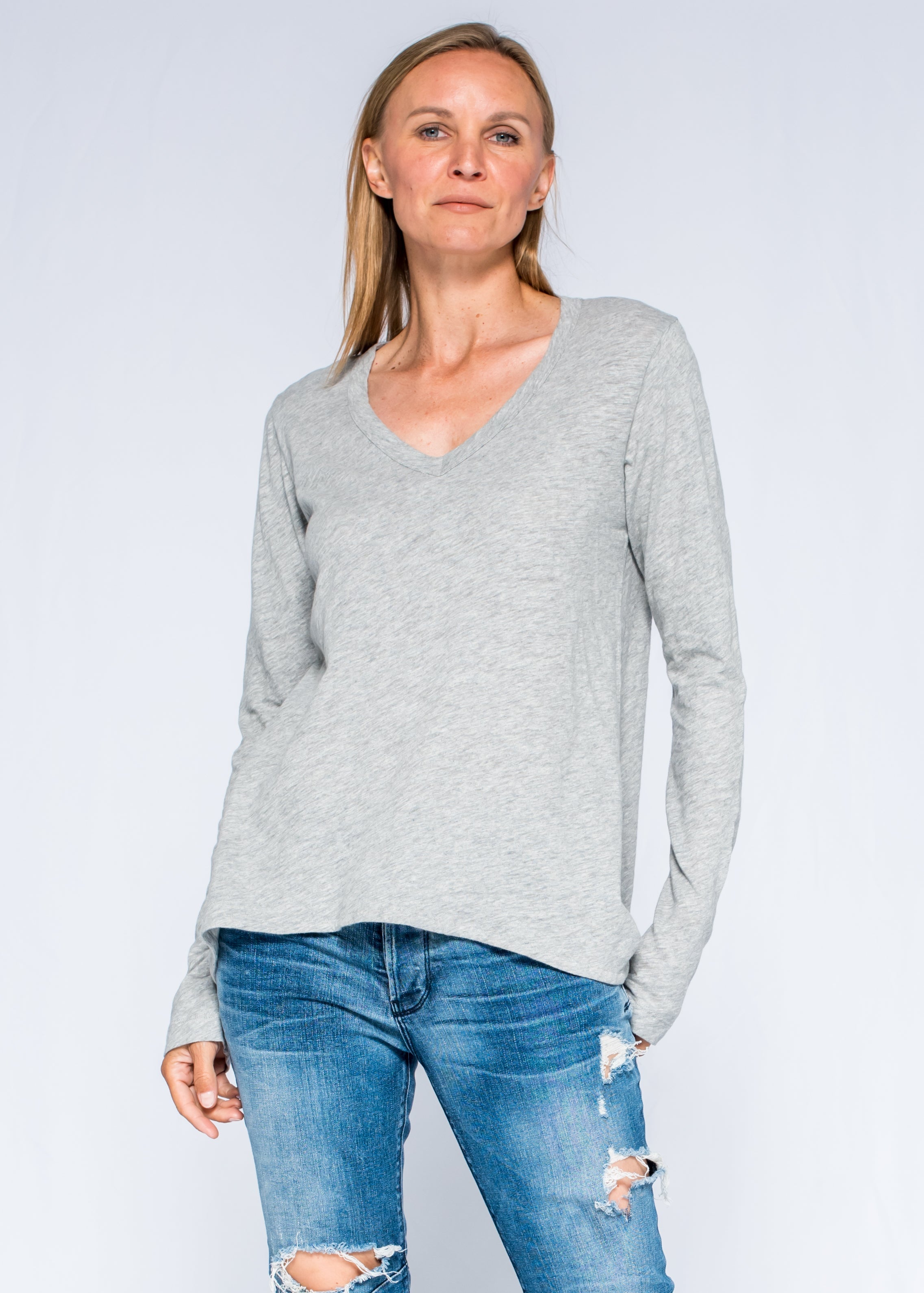 Sexy Deep V-Neck Shrunken Boyfriend Long Sleeve