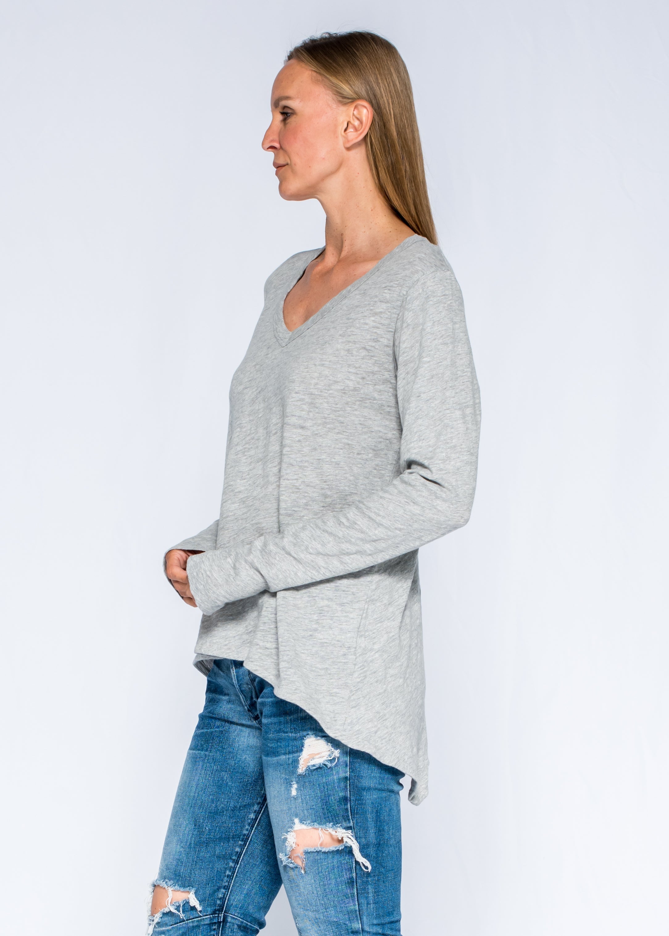 Sexy Deep V-Neck Shrunken Boyfriend Long Sleeve